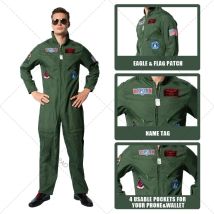 Top Gun película Cosplay uniforme de la Fuerza Aérea americana disfraces de Halloween para hombres adultos ejército verde piloto mono astronauta