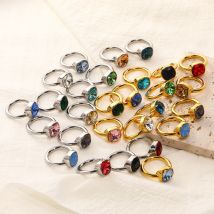 Exquisite Multicolor Square Zircon Finger Ring Shiny Crystal PVD Gold Plated Engagement Waterproof Кольцо Женское Gift