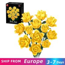 585PCS Rosa gialla Building Blocks Simulazione Bouquet di fiori Modello Mattoni Ornamenti decorativi Regalo romantico per adulti Bambini Giocattoli fai da te