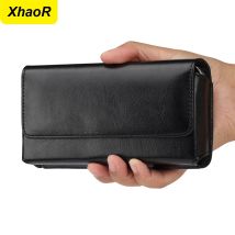 Universal Leather Mobile Phone Holster Belt Clip Case For iPhone 17 16 15 14 Pro Max Samsung Huawei Xiaomi Men Waist Bag Cover