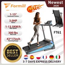 Tapis roulant pieghevole Formill FT61 3.0HP, 15 °   Incline, 13,5 km/h, cintura 17×43 pollici, carico 300 libbre, silenzioso, LCD, ammortizzante per la casa