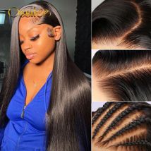 Ossilee Straight Glueless Human Hair Wigs 13x6 HD Lace Frontal Wig 300 Density Human Hair Wigs Pre Plucked 5x5 Lace Closure Wig