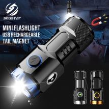 Mini-LED-Taschenlampe, wiederaufladbare USB-Taschenlampe, leistungsstarke Arbeitsleuchte mit Seitenlicht und Schatten, Camping-Laterne mit Schwanzmagnet