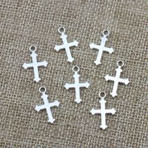 40pcs/Lot 13x19mm Christian Cross Alloy Charms Antique Silver Color Pendants for DIY Jewelry Making Charm