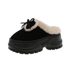 Platform Plush Cotton Slippers Women's Outside Fashion Winter Heightening Warmth Plus Fleece Slippers