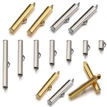 20 Stück Edelstahl-Crimp-Endkappen, Schiebeverschluss, Schnallen, Rohre, Verbinder für Rocailles, Bandverschluss, Schmuckherstellung, DIY