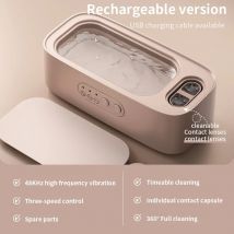 Pink Upgrade Ultrasonic Cleaner 48Khz High Frequency Jewelry Glasses Contact Lens Cleaning Machine - Home Health Care