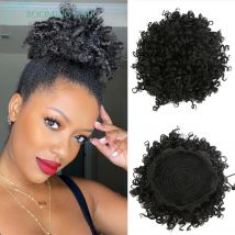 Afro Lockige Puff Kordelzug Pferdeschwanz Synthetische Chignon Perücke Pferdeschwanz Kurze Afro Haar Extensions Clip In Haar Brötchen Stücke Für Frauen
