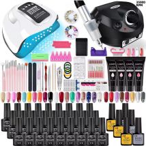 Kit de esmalte de uñas, Kit de uñas acrílico, juego de Gel de uñas de polietileno con lámpara de uñas, extensión de uñas, Gel de brillo, juego de herramientas de manicura de Gel de construcción UV
