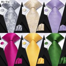 Hi-Tie Herren-Krawatten, einfarbig, Pink, Grün, 8,5 cm, Jacquard-Krawatte, Zubehör, Alltagskleidung, Krawatte, Hochzeit, Party, Geschenk, 3-teiliges Set