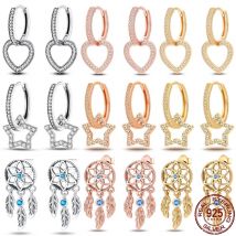 Original s925 Sterling Silber Rosé vergoldete Serie für Frauen einfachen Ohrring Trend Modeschmuck Geburtstags geschenk heiß