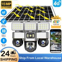 V380 15MP HD tres lentes cámara Solar luz de inundación 4G batería al aire libre vigilancia doméstica PTZ rotación cámaras de protección de seguridad