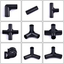 5 Pz Nero Tubo Connettore FAI DA TE Scaffale Tenda Connettore Fisso Raccordi ID 8/12/16/19mm Plastica ABS Tee A Quattro Vie Gomito Giunto Dritto