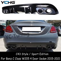 W205 C43 Heckstoßstangendiffusor für Mercedes Benz C-Klasse W205 4-Türer Limousine Sport Edition Diffusor mit 4-Auslass-Auspuff 2015–2021