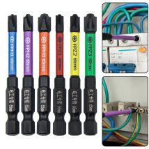 6 pz 65mm Antiscivolo Impatto Lotto Testa Forte Croce Magnetica Elevata Durezza di Coppia Vite Bit Impermeabile Per Elettricista FPH FPZ