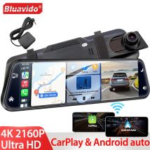 Bluavido 4K Dash Cam Wireless CarPlay Android AUTO Car Rearview Mirror Camera GPS WiFi Parking Monitoring Video Recorder DVR