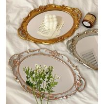 Europäischen Dekorative Platte Ablage Oval Platte Schmuck Display Rotary Candy Decor Tablett Spiegel Dekorative Bilden Spiegel