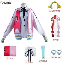 Costume Cosplay Anime Film RED Uta con Parrucca, Auricolari, Cappotto e Vestito per Donna, Outfit per Halloween e Feste in Maschera