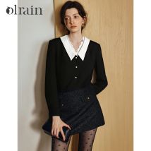 OLrain Französische schwarze Hemden für Damen 2026 Frühling Herbst Langarmhemden & Blusen Elegante Damenoberteile Damenbekleidung O57QC001816