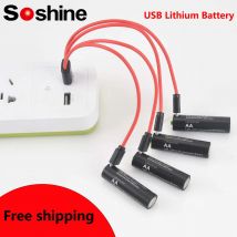 Batterie ricaricabili agli ioni di litio Soshine AA e AAA USB al litio 1,5 V AA 2600 mWh 3500 mWh 4200 mWh + 1,5 V AAA 600 mWh Batteria da 1100 mWh
