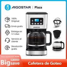 Cafetera de Goteo Eléctrica, con Filtro Reutilizable, Pantalla LCD, Programable 24 H, Auto Limpieza,
