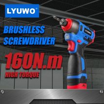 Bezszczotkowy wkrętak elektryczny LYUWO 16 V z dużym momentem obrotowym 160 N. M, wiertarka akumulatorowa udarowa, wielofunkcyjna do użytku domowego