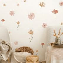 Boho Flowers Naklejki ścienne Dziecko Akwarela Sypialnia Pokój dzienny Wystrój domu Sztuka