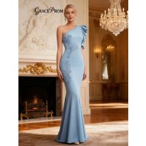 Luxurious One-Shoulder Evening Dress 2026 Fashion Beaded Party Gown Formal A-Line Floor-Length Dress for Mother of the Bride
