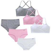 Solides BH- und Höschen-Unterwäsche-Set für Teenager-Mädchen, 2025, kreuz und quer, weiche Unterstützung, Leibchen und Bralette, Trainings-BH-Sets für Kinder