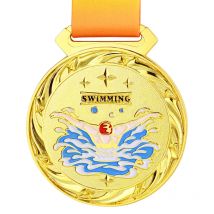Swimming Medals Metal Medal Competition Match Medals Badges Souvenirs Swimming Sports Gold Medal with Good Ribbon Free Print