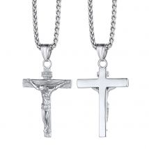 ChainsPro INRI Jesus Kreuz Halsketten Edelstahl christliche Anhänger Halsketten Unisex religiöser Schmuck Geschenk für Familienmitglied