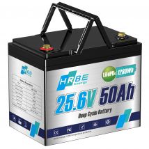 24V 50Ah LiFePO4 Battery,50A BMS,1280W Load Power Deep Cycle 24V Lithium Battery For Trolling Motor,Boat,RV, Solar,Camping