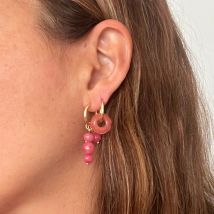 Bohemian Handmade Natural Stone Beads Hoop Earrings for Women Golden Color Stainless Steel Circle Huggie Hoops Jewelry Bijoux