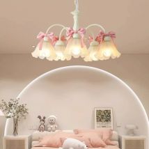 Französisches neues Wohnzimmer Esszimmer Romantische warme Kinderzimmer Garderobe Mädchen süße Schleife rosa Augenschutz Deckenpendelleuchte