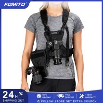 FOMITO Dual Camera Harness Multi Carrying Chest Vest System with Side Holster for Canon Nikon Sony Olympus DSLR Camera