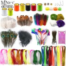 Fliegenbindematerial, Federn und Nasierungen, Bulk-Starter-Set, Kristall-Lametta-Bindfaden- und Haken-Sets für Angelliebhaber