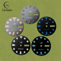 28,5 mm GMT leuchtendes Vintage-Zifferblatt, Dual-Datums-Zifferblatt, S-Logo für NH36/4R36 Uhrenmodifikationszubehör
