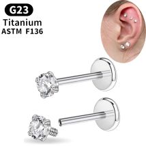 G23 Titan Stahl Labret Lippen stecker Ohrring eingelegt glänzenden runden Zirkon 16g Unisex Body Piercing Schmuck