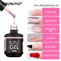 CHUNSHU 6 w 1 Przedłużenie lakieru żelowego UV w butelce Builder Żel do paznokci Gumowa baza Półtrwała sztuka paznokci Samopoziomująca 15ML