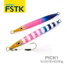 2024 FSTK New Metal Jig Pike Fishing Lure 15g25g30g40g60g Offshore Long Cast Sea Lure Artificial Bait with Assist Hooks Slow Jig