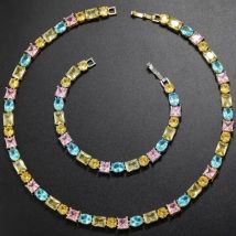 ZHUKOU Luxus Halskette für Frauen Candy Kristall Halsreifen 425mm Vintage Mann Halskette Schmuck Weihnachtsgeschenke Großhandel VL232