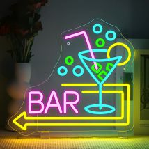 Cocktails Bar mit Pfeil Neonschild Bar LED Leuchtschild Glas Wanddekoration für Zuhause Bar Party Pub Club Man Cave Bistro
