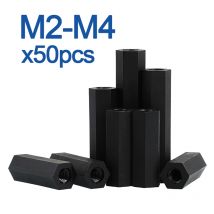 50 pz/lotto M2 M2.5 M3 M4 * L Nylon Nero Esagonale Distanziatore Distanziatore Femmina a Femmina lunghezza 5 ~ 50mm