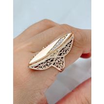 Kinel Hot Unique 585 Rose Gold Color Ethnic Bride Glossy Big Ring Shiny Natural Zircon Accessories Fashion Party Wedding Jewelry