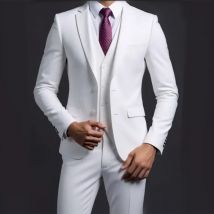 Abito (giacca + gilet + pantaloni) Abito da sposa casual da uomo alla moda da uomo d'affari in stile britannico tinta unita per banchetti