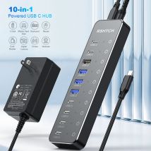 RSHTECH 10-in-1-USB-C-Hub, 10 Gbit/s, USB-C mit einzelnen Touch-Schaltern, Multiport-Splitter-Dockingstation für MacBook, Laptops, PC