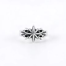 Retro Hexagram Six-point Star Adjustable Open Ring For Men Silver-plated Copper Punk Gothic Edgy Jewelry Unisex Accessories Gift