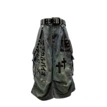 Summer Women Goblin Core Cross Denim Jorts Shorts Y2k Calf-Length Jean Pants Trashy Y2K Abi Japanese Cyber Punk Grunge Unisex