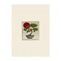 Square Artwork Guest-Greeting Pine Cover Sunrise Embroidered Patches Japanese Wabi-sabi Beautiful Scenic Applique Iron On Patch