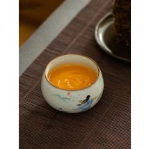 Chinese Ru Kiln Ceramic Teacup Household Coffee Cup Lotus Pattern Tea Bowl Handmade Tea Set Accessories Portable Master Cup 90ml